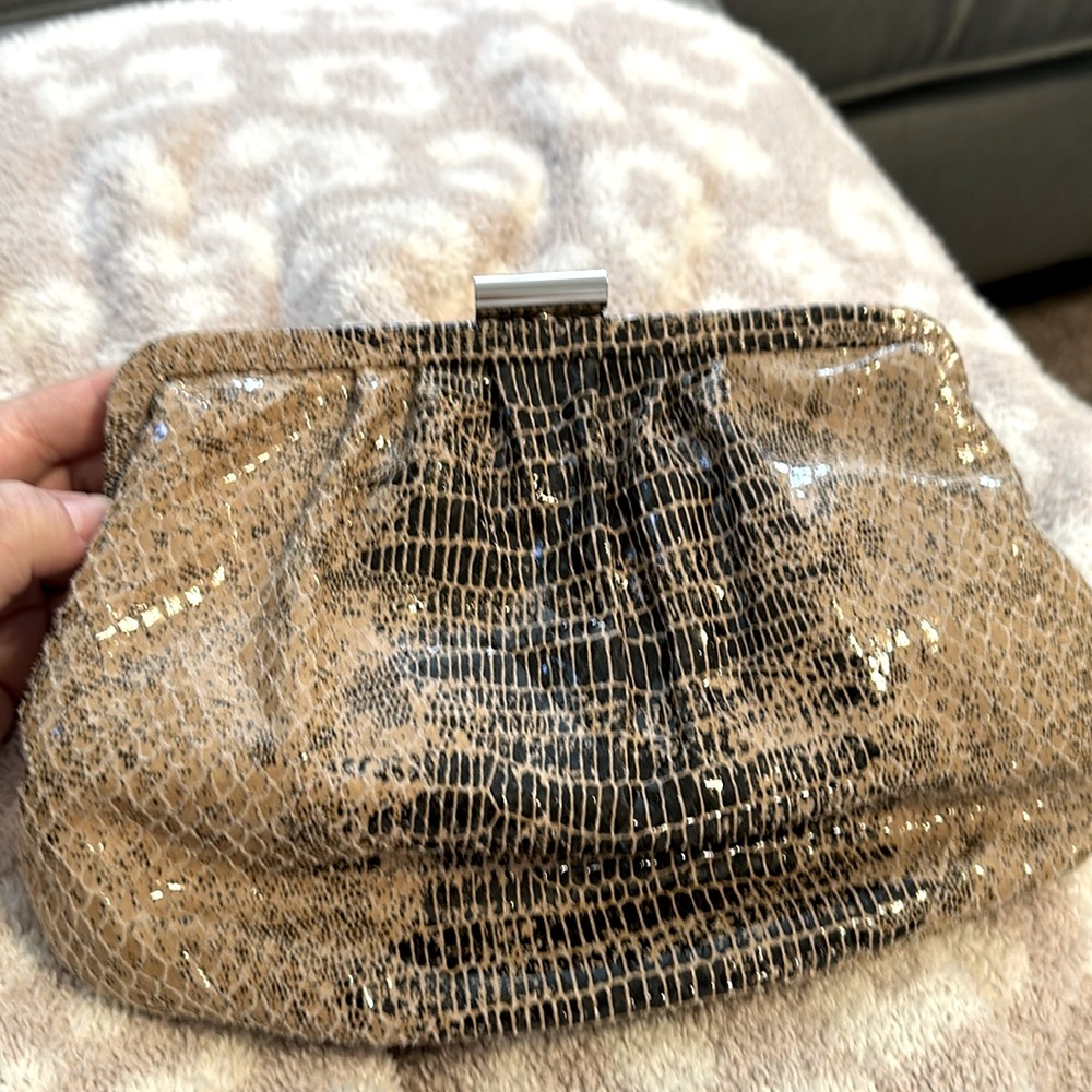 Hobo Angela crackle exotic leather animal print evening bag with shoulder strap